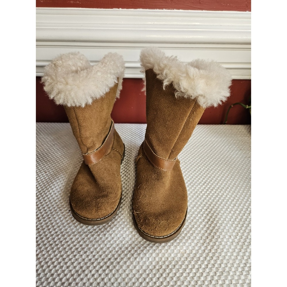 UGG Toddler Girls Nessa Chestnut Suede Shearling Boots Size 10T